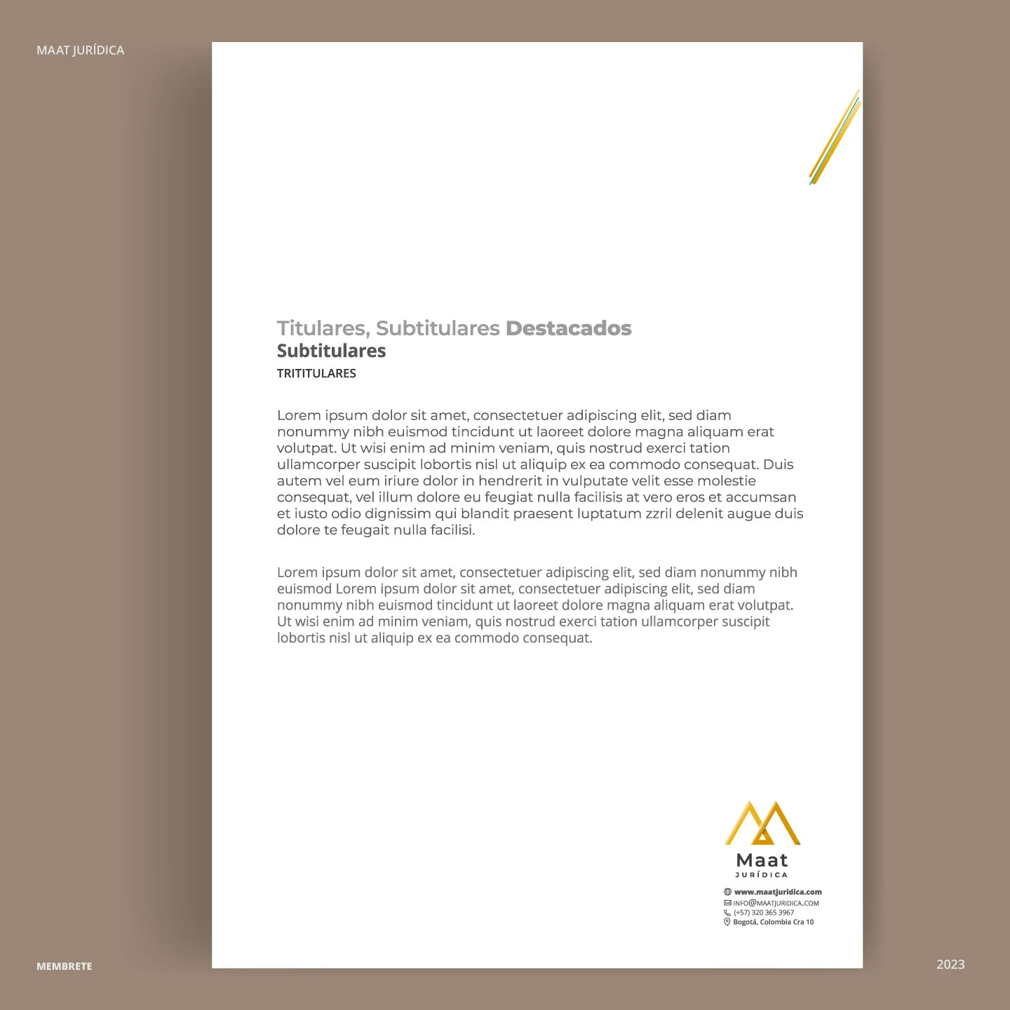 Agencia de comunicación digital - Maat Juridica - Membrete para la marca